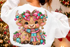 Christmas Highland Cow , Whimsical Holiday Sublimation Product Image 2
