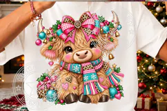 Christmas Highland Cow , Whimsical Holiday Sublimation Product Image 3