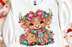Christmas Highland Cow , Whimsical Holiday Sublimation Product Image 4