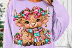 Christmas Highland Cow , Whimsical Holiday Sublimation Product Image 5