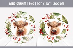 Christmas Baby Highland Cow Wind Spinner Sublimation |Winter Product Image 1