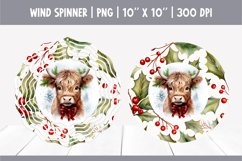 Christmas Baby Highland Cow Wind Spinner Sublimation |Winter Product Image 1