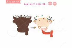 Baby Highland Cow First Christmas SVG with festive light Product Image 2