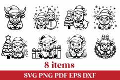 Christmas Highland Cows SVG Pack Product Image 1