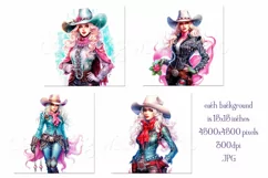 Christmas Backgrounds, 15x15 Christmas Holiday Cowgirl, Pink Product Image 2