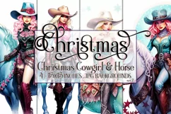 Christmas Backgrounds, 15x15 Christmas Holiday Cowgirl Horse Product Image 1