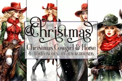Christmas Backgrounds, 15x15 Christmas Holiday Cowgirl Horse Product Image 1