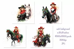 Christmas Backgrounds, 15x15 Christmas Holiday Cowgirl Horse Product Image 2