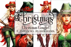 Christmas Backgrounds, 15x15 Christmas Holiday Cowgirl, Red Product Image 1