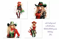Christmas Backgrounds, 15x15 Christmas Holiday Cowgirl, Red Product Image 2