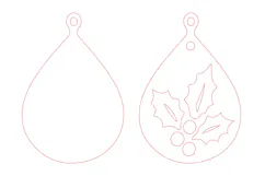 Christmas Holly Berry Wooden Ornament Laser Cut Product Image 2