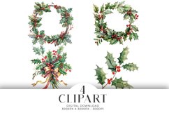 Christmas Holly Illustrations Watercolor PNG