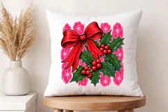 Christmas Holly Winter Apparel PNG, Vintage Xmas Bow Shirt Product Image 3