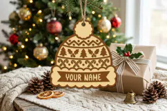 Christmas Holly Winter Hat SVG, Ornament Laser Cut File Product Image 2