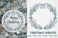 Christmas Holly Wreath with Bow SVG 