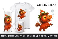 Christmas horse tumbler, mug wrap, clipart sublimation png Product Image 1