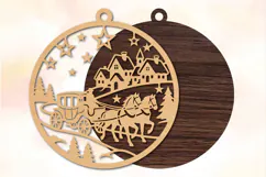 Christmas Horse Carriage Laser Cut SVG Product Image 2