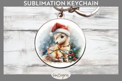 Christmas Horse Animal Entangled in Lights Round Keychain Su Product Image 1