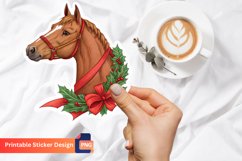 Christmas Horse Sticker, Winter Horse Sticker, Animal Art Product Image 1