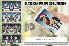 Glass Can Wraps Cartoon Christmas Horse Product Image 1