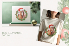 Festive Christmas Horse with Wreath PNG Illustration Product Image 2