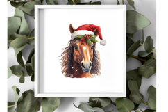 Cute Christmas Horses Clipart | Festive Horse PNG Bundle Product Image 4