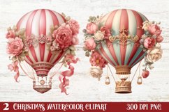 Christmas Hot Air Balloon Clipart, Christmas Hot Air Product Image 1