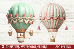 Christmas Hot Air Balloon Clipart, Christmas Hot Air Product Image 1