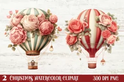 Christmas Hot Air Balloon Clipart, Christmas Hot Air Product Image 1