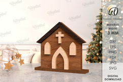 Christmas House Laser Cut. Christmas Stand Decor SVG Product Image 1