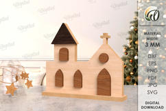 Christmas House Laser Cut. Christmas Stand Decor SVG Product Image 1