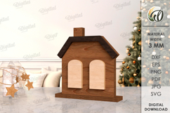 Christmas House Laser Cut. Christmas Stand Decor SVG Product Image 1