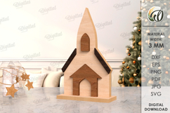 Christmas House Laser Cut. Christmas Stand Decor SVG Product Image 1