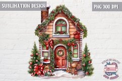 Christmas cozy house Decorated Tree Sublimation Product Image 1