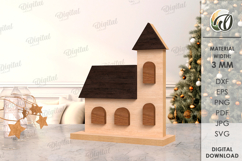 Christmas House Laser Cut. Christmas Stand Decor SVG Product Image 1
