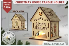 Christmas House Candle Holder Laser Cut. Christmas Decor SVG Product Image 1