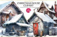 4 Christmas House Clipart Bundle, Christmas Houses Bundle Product Image 1