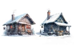 4 Christmas House Clipart Bundle, Christmas Houses Bundle Product Image 2