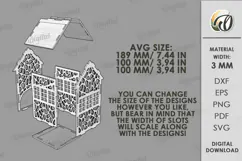 Christmas House Lanterns Laser Cut. Candle Holder SVG Product Image 2