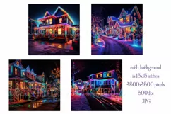 Christmas Backgrounds, 15x15 Houses with Christmas Lights Product Image 2