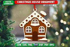 Gingerbread House Ornament Laser Cut | Christmas Tree Toy Product Image 1
