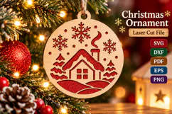 Christmas House Ornament SVG File, Laser Cut Glowforge Product Image 1