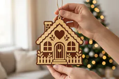 Christmas House Ornament SVG, Laser Cut Glowforge File Product Image 1