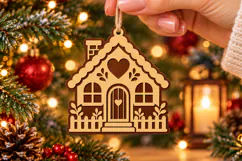 Christmas House Ornament SVG, Laser Cut Glowforge File Product Image 2