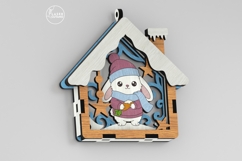 Christmas Bunny Ornament - House Shape Laser Cut File Product Image 1