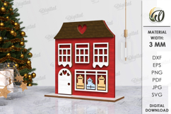 Christmas Houses Bundle Lasercut. Christmas Stand Decor SVG Product Image 4