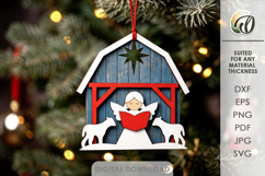 Christmas House Tree Ornament Laser Cut. Christmas Decor SVG Product Image 1