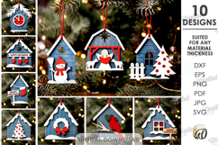 Christmas House Tree Ornaments Bundle Laser Cut Product Image 1