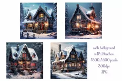 Christmas Backgrounds, 15x15 Snowy Christmas House, Holidays Product Image 2