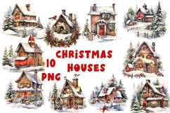 Christmas houses clipart, Christmas clipart Product Image 1